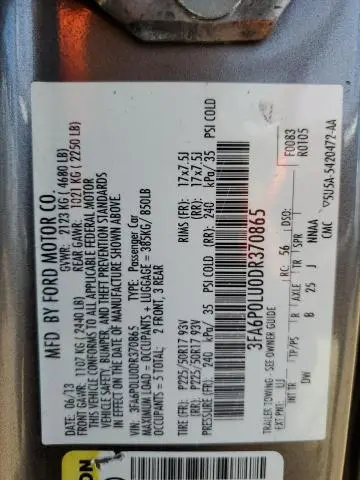 2013 FORD FUSION SE HYBRID  