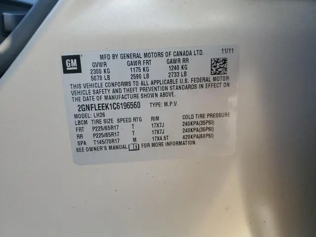 2012 CHEVROLET EQUINOX LT  