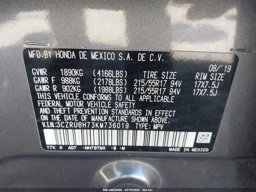 2019 HONDA HR-V EX-L