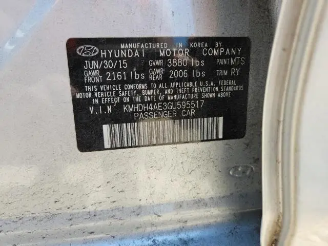2016 HYUNDAI ELANTRA LIMITED  