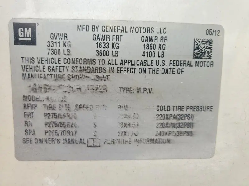 2012 CHEVROLET TAHOE K1500 LTZ  