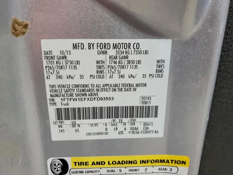 2013 FORD F150 SUPERCREW  