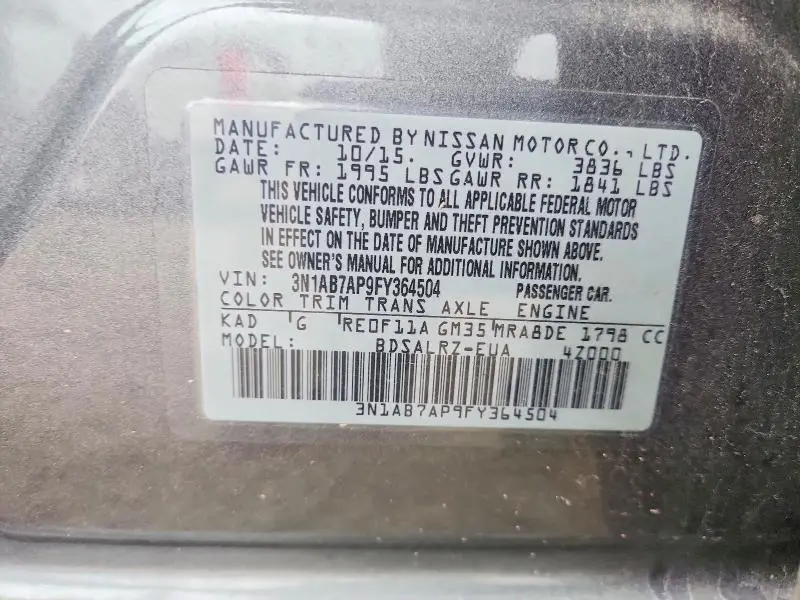 2015 NISSAN SENTRA SR  