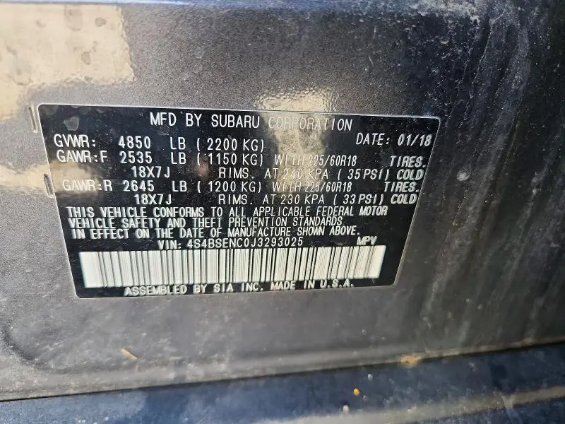 2018 SUBARU OUTBACK 3.6R LIMITED  