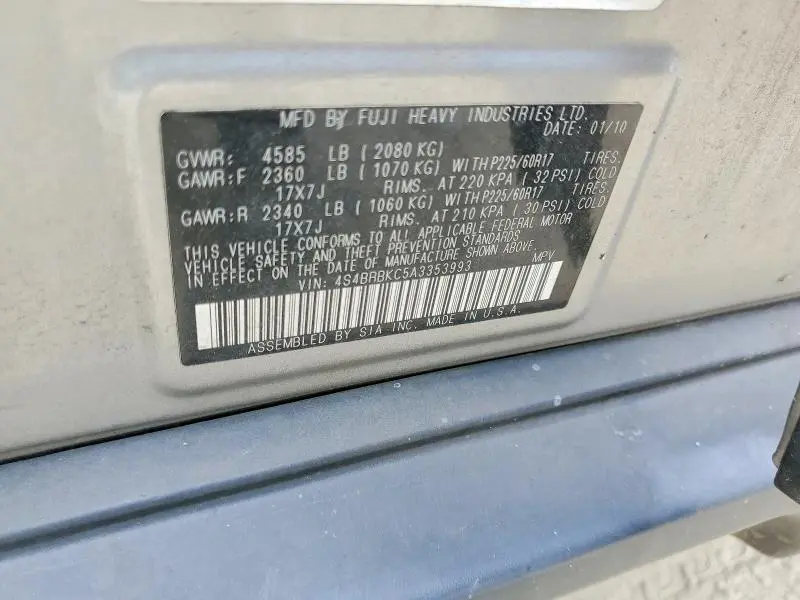 2010 SUBARU OUTBACK 2.5I LIMITED  