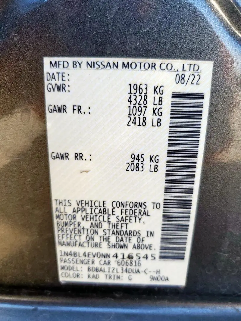 2022 NISSAN ALTIMA SL  