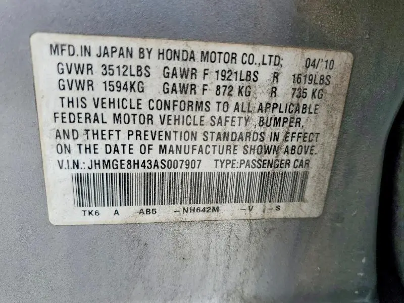 2010 HONDA FIT SPORT  