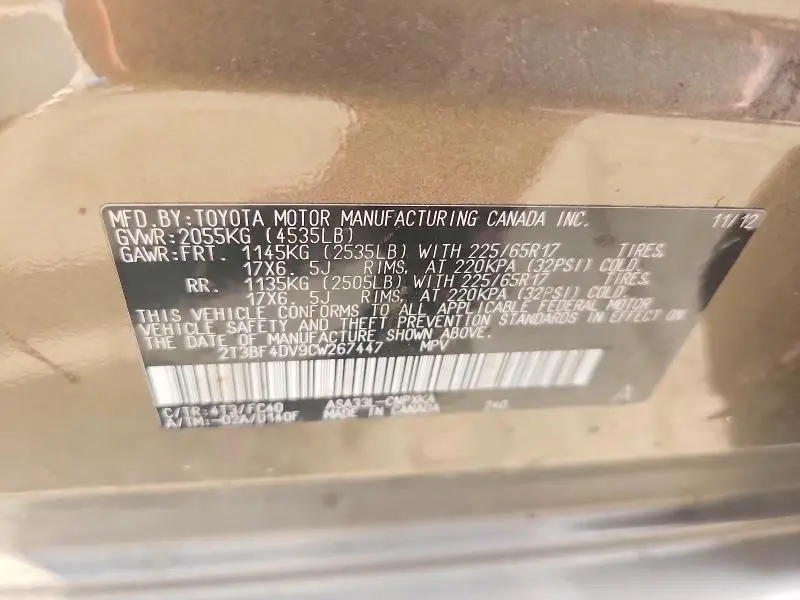 2012 TOYOTA RAV4 BASE  