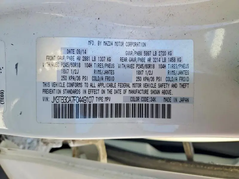 2015 MAZDA CX-9 TOURING  