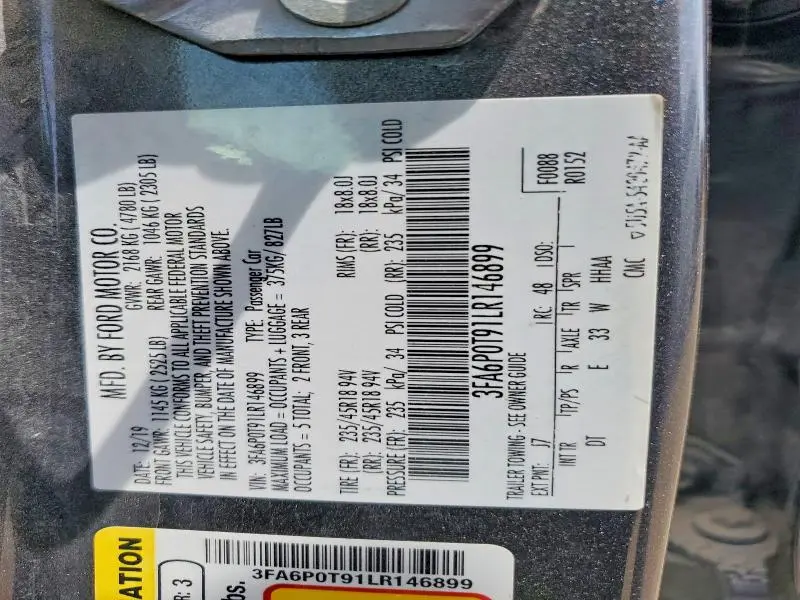 2020 FORD FUSION SE  