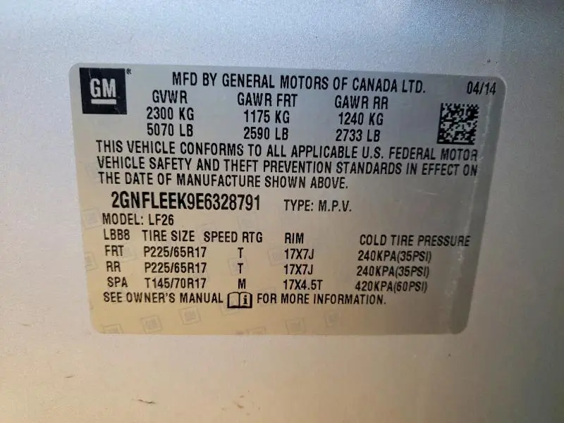 2014 CHEVROLET EQUINOX LS  