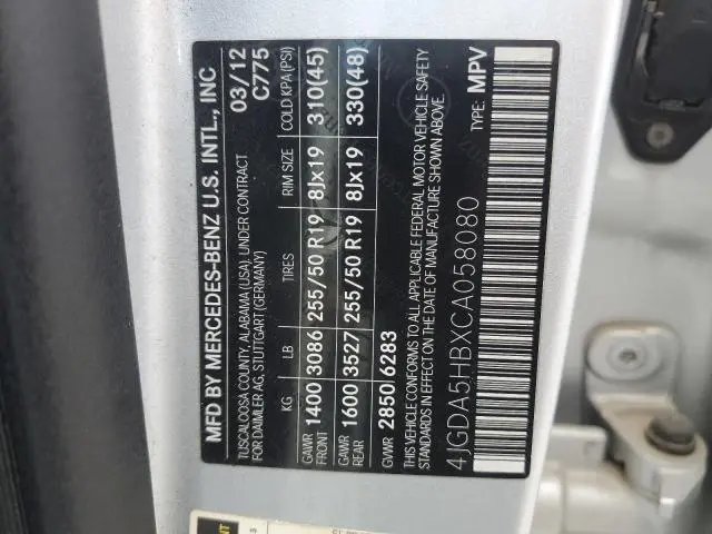 2012 MERCEDES-BENZ ML 350 4MATIC  