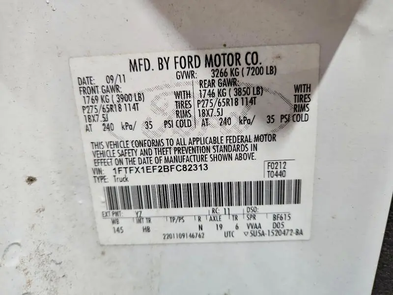 2011 FORD F150 SUPER CAB  