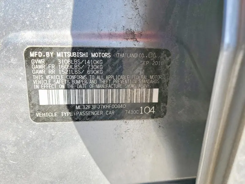 2019 MITSUBISHI MIRAGE G4 ES  