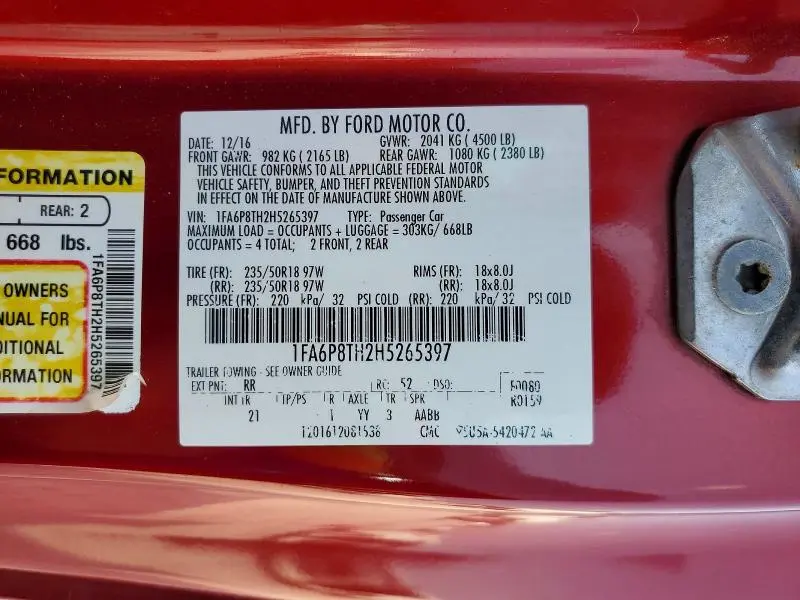 2017 FORD MUSTANG   