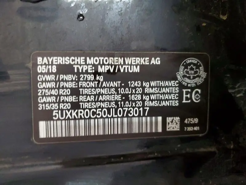 2018 BMW X5 XDRIVE35I  