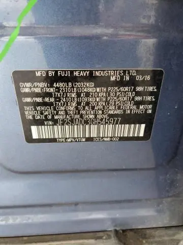 2016 SUBARU FORESTER 2.5I PREMIUM  