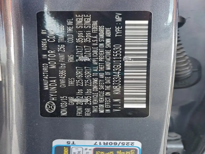 2016 HYUNDAI TUCSON LIMITED  