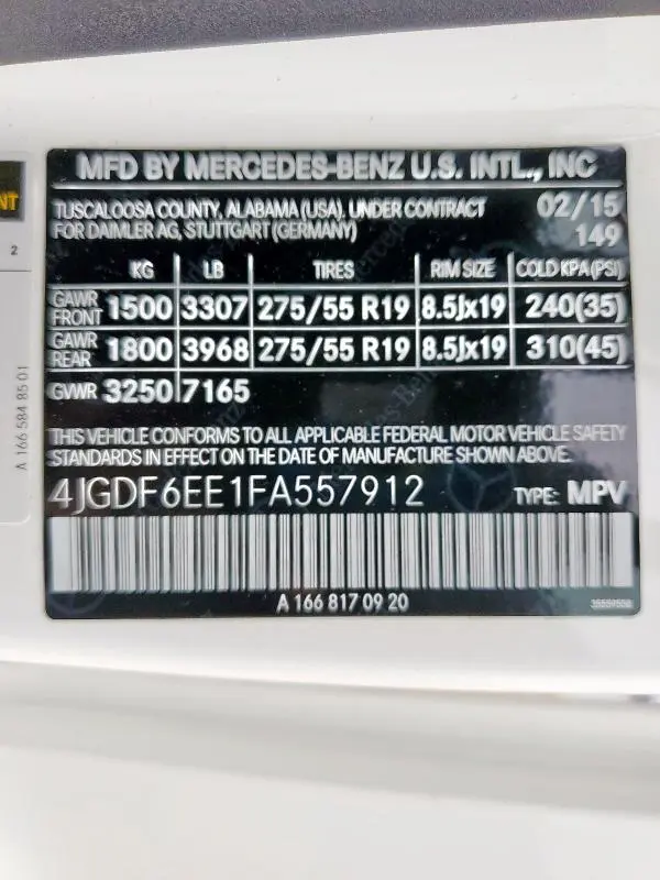 2015 MERCEDES-BENZ GL 450 4MATIC  