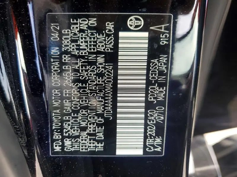2021 TOYOTA MIRAI XLE  