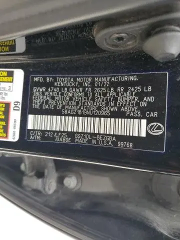 2022 LEXUS ES 350 BASE  