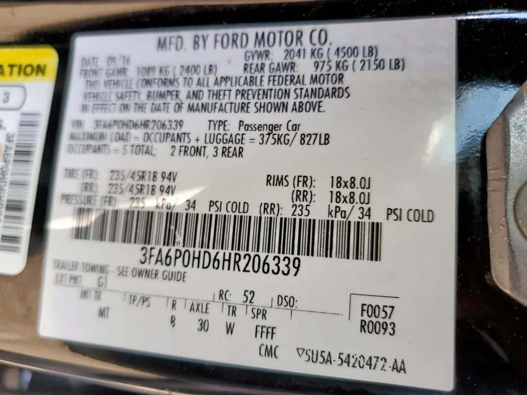 2017 FORD FUSION SE  