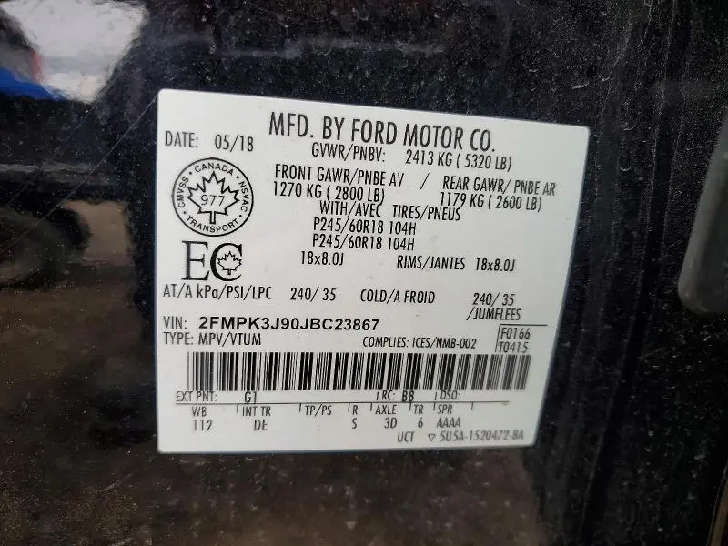 2018 FORD EDGE SEL  