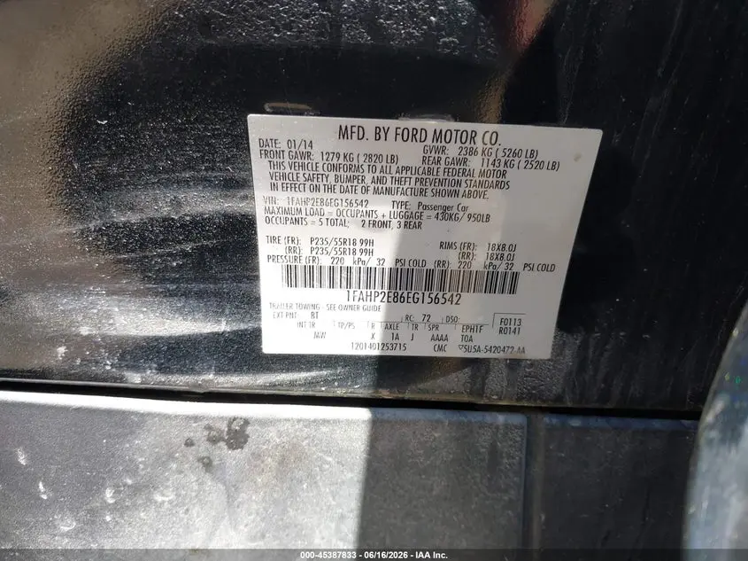 2014 FORD TAURUS SEL