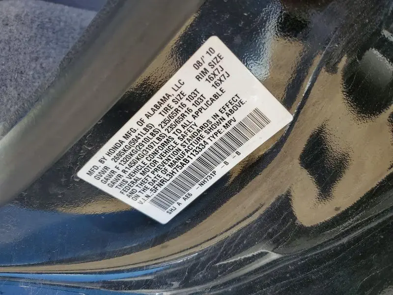 2010 HONDA ODYSSEY EXL  
