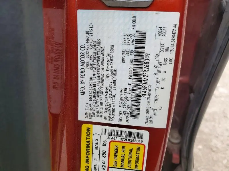 2014 FORD FUSION SE  