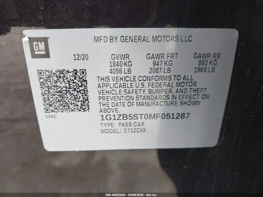 2021 CHEVROLET MALIBU FWD LS