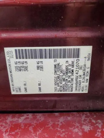 2016 NISSAN MAXIMA 3.5S  