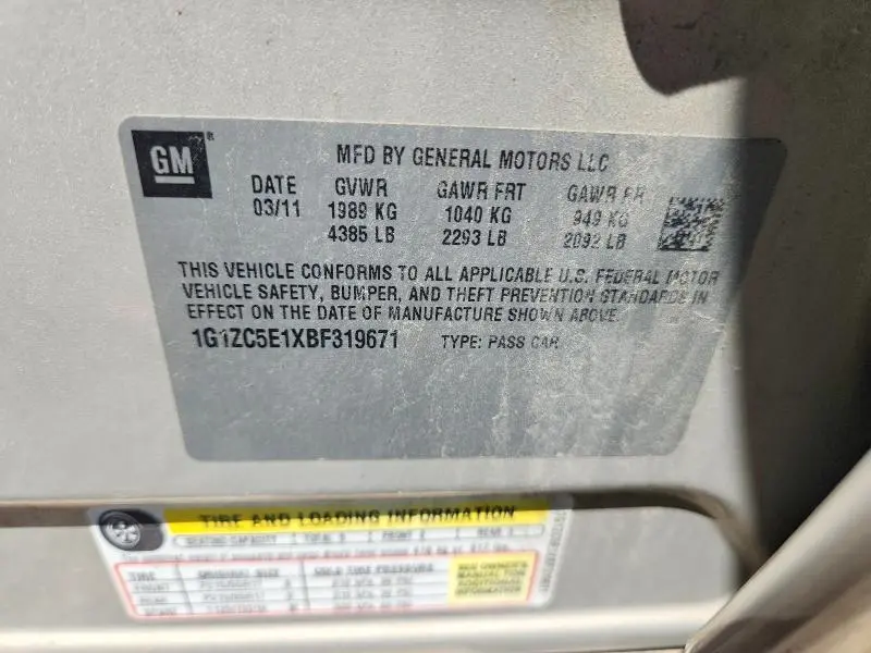 2011 CHEVROLET MALIBU 1LT  