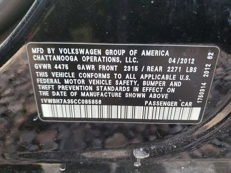 2012 VOLKSWAGEN PASSAT SE  