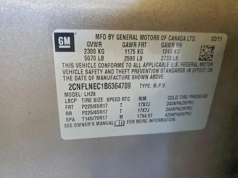 2011 CHEVROLET EQUINOX LT  