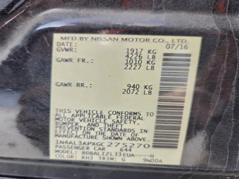 2016 NISSAN ALTIMA 2.5  