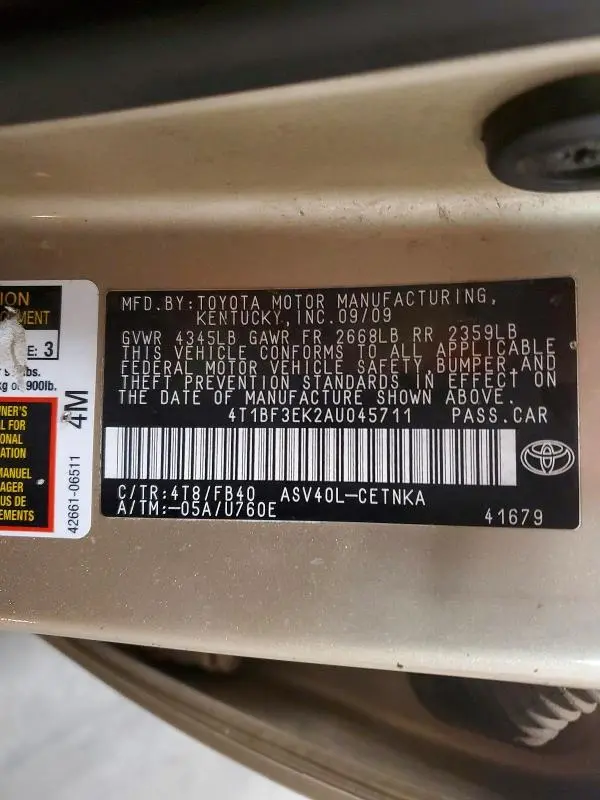 2010 TOYOTA CAMRY BASE  