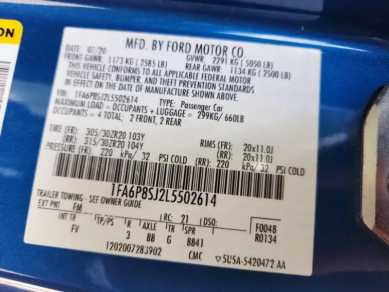 2020 FORD MUSTANG SHELBY GT500  