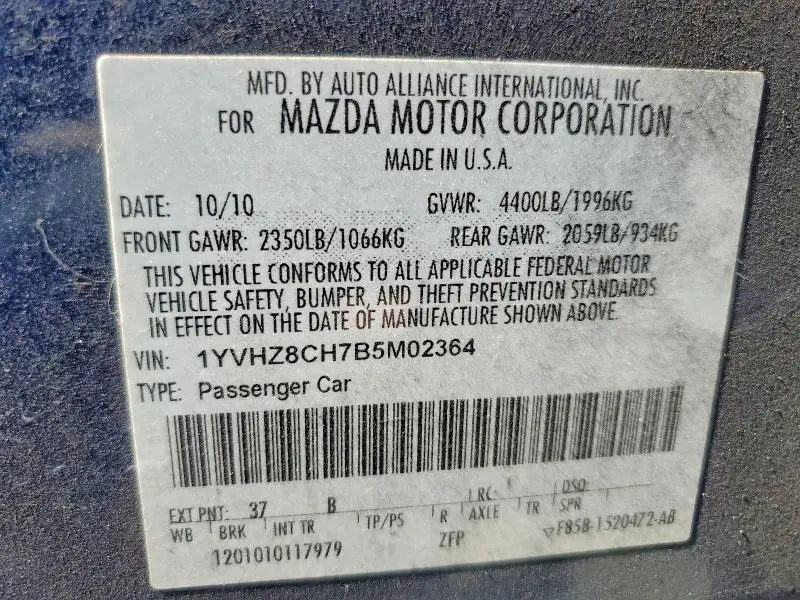 2011 MAZDA 6 I  
