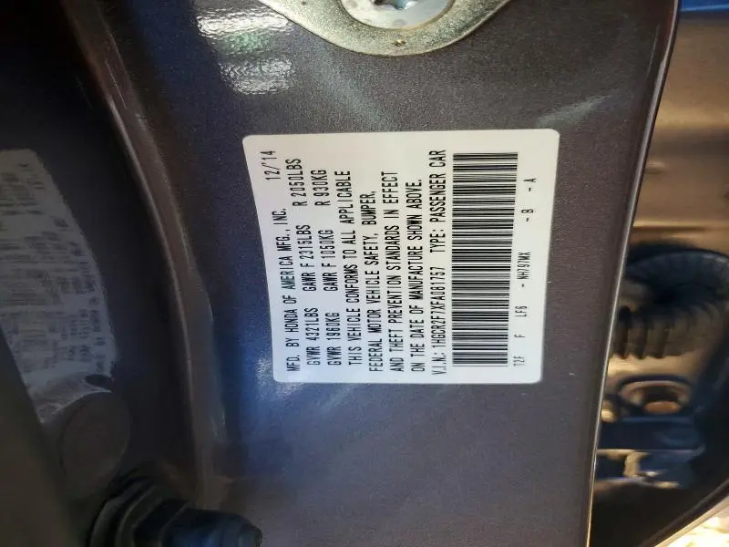 2015 HONDA ACCORD EX  