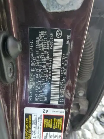 2012 TOYOTA AVALON BASE  