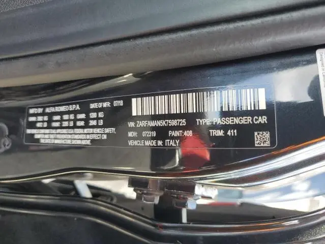 2019 ALFA ROMEO GIULIA   