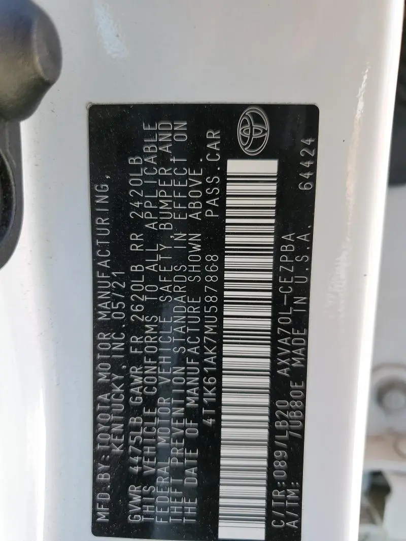 2021 TOYOTA CAMRY XSE  