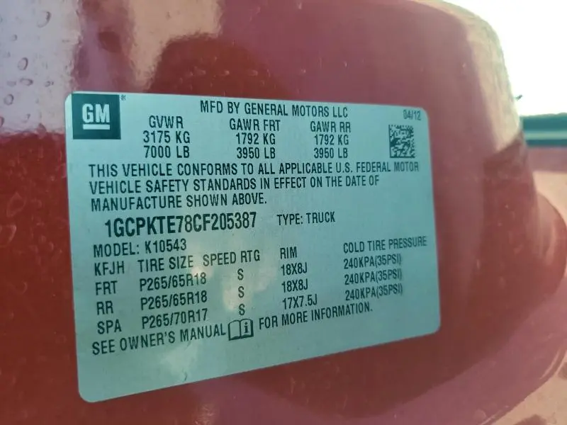 2012 CHEVROLET SILVERADO K1500 LTZ  