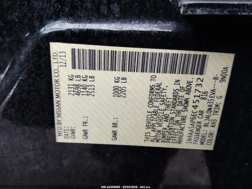 2014 NISSAN MAXIMA 3.5 S