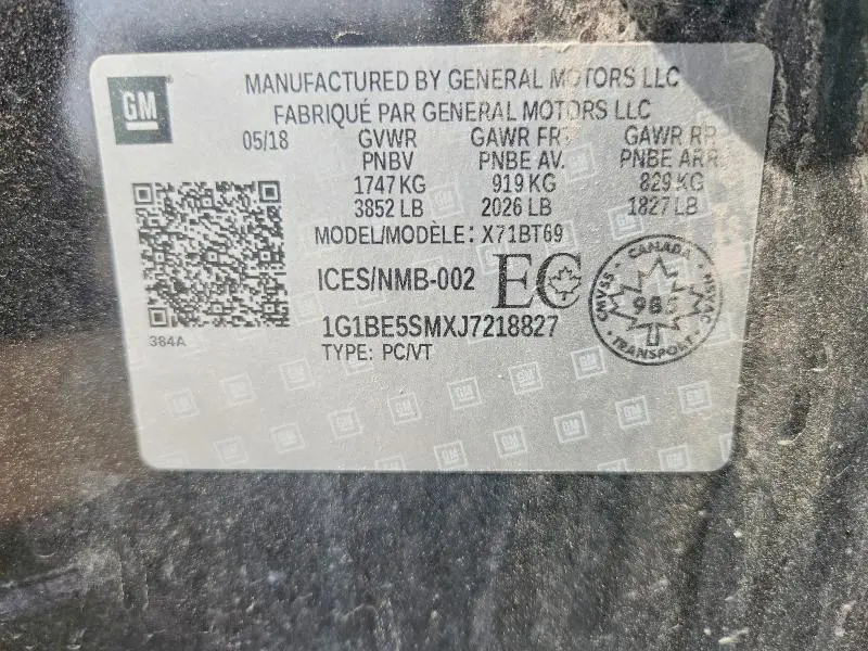 2018 CHEVROLET CRUZE LT  