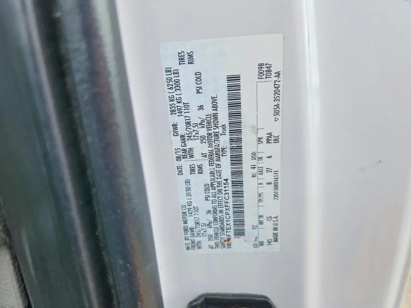 2015 FORD F150 SUPER CAB  