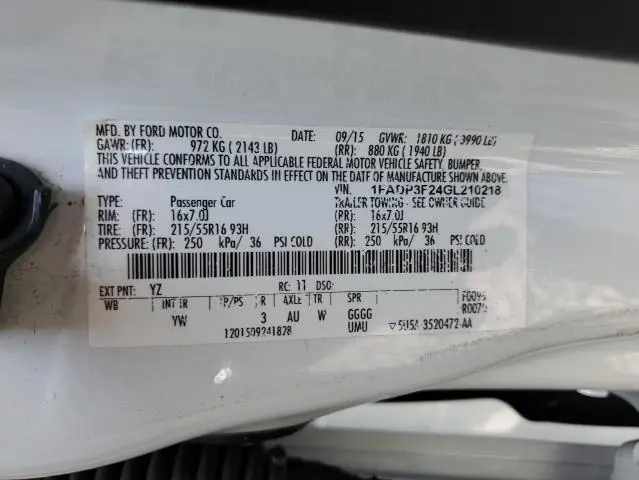 2016 FORD FOCUS SE  