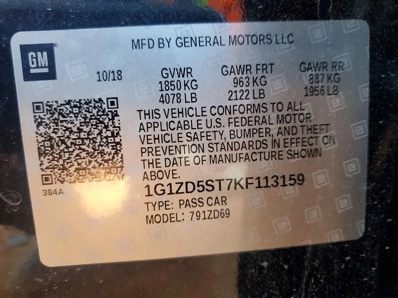 2019 CHEVROLET MALIBU LT  