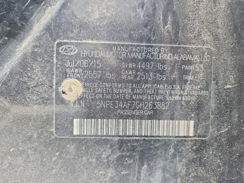 2016 HYUNDAI SONATA LIMITED  